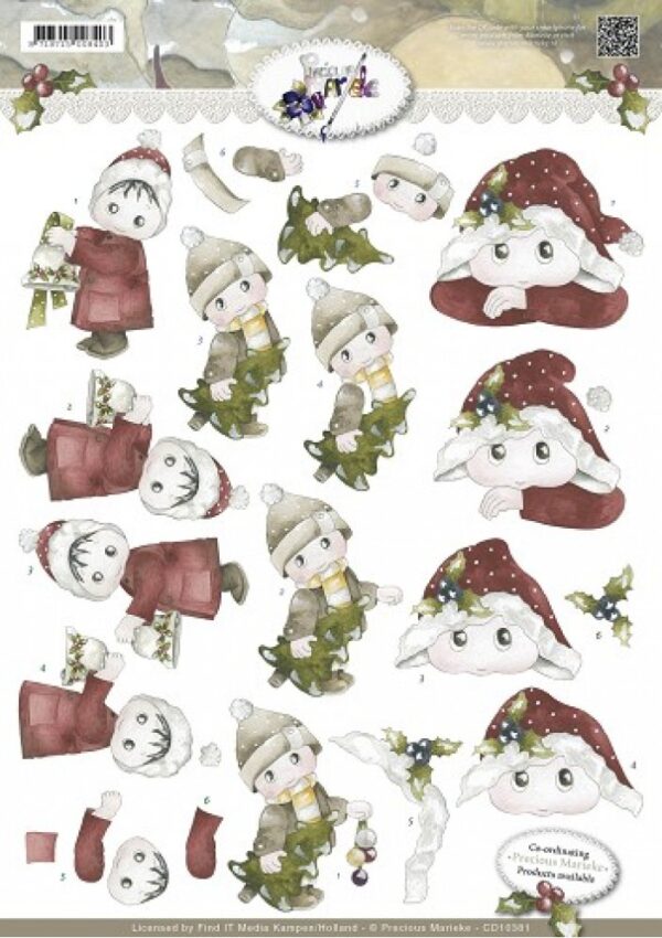 knipvel-3D- Precious Marieke -Wonderful Christmas - Kerstkindjes-CD10381