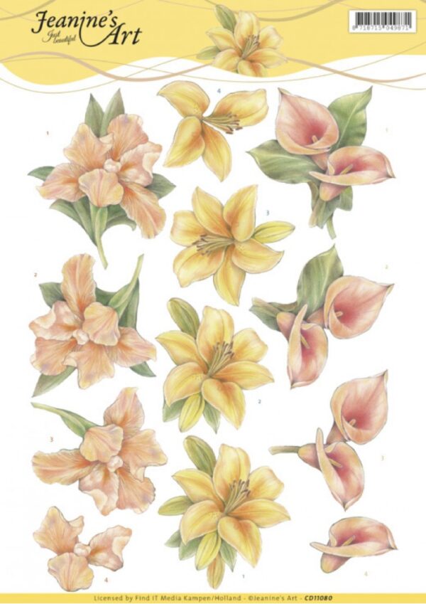 knipvel-3D-Jeanine’s Art -Yellow Flowers-CD11080