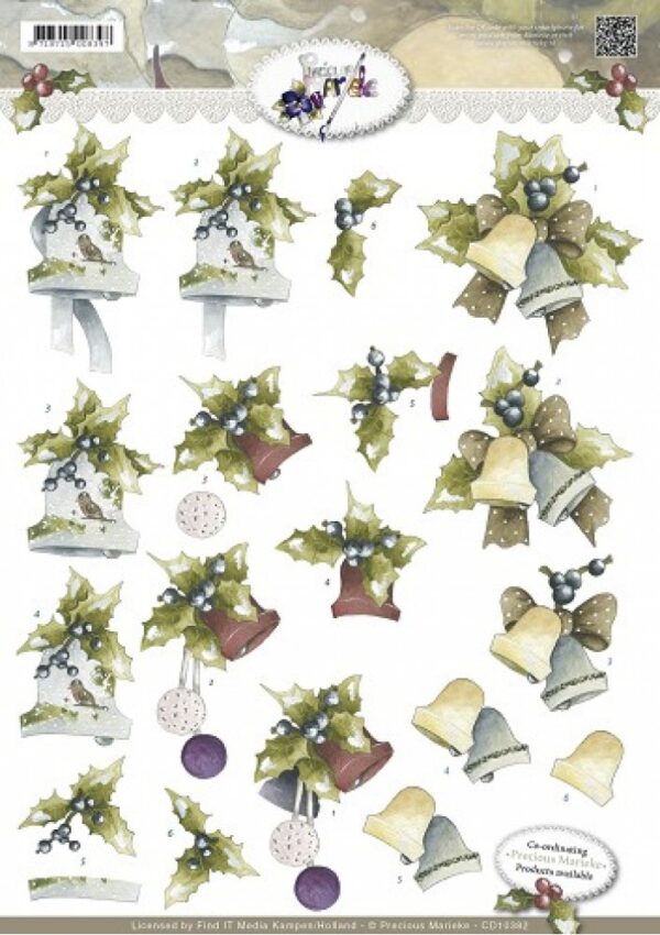 knipvel-3D- Precious Marieke -Nr. 2 Kerstklokken -CD10382