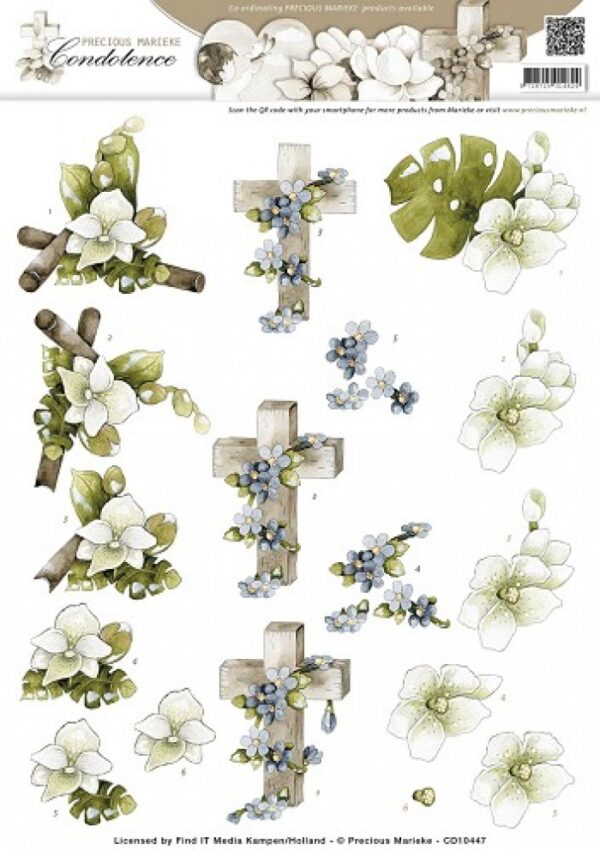 knipvel-3D- Precious Marieke - Sympathy Flowers Color Condoleance-CD10447