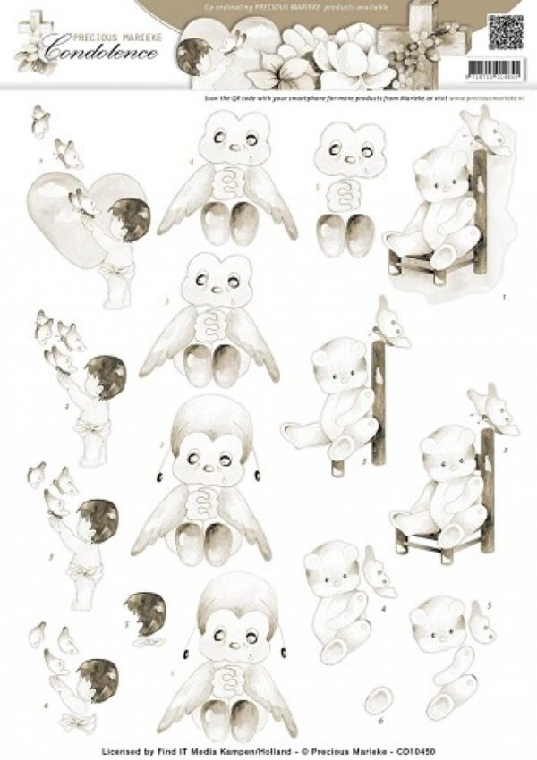 knipvel-3D- Precious Marieke -Heartfelt Sepia Condoleance-CD10450