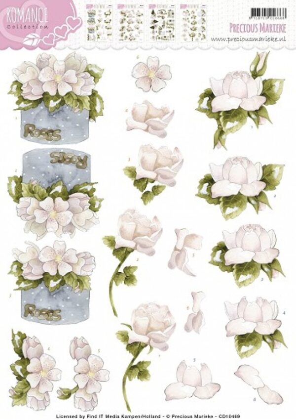 knipvel-3D- Precious Marieke -Romance - Roses-CD10469