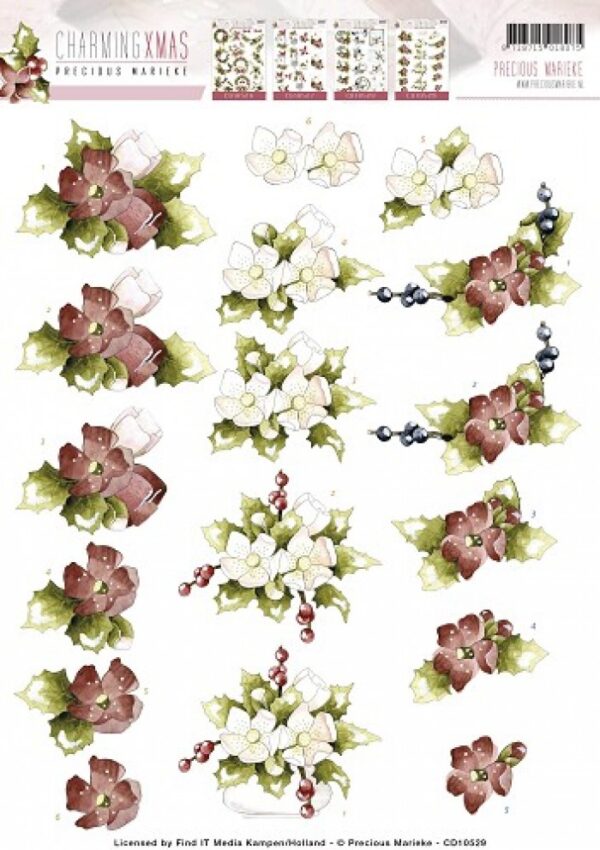 knipvel-3D- Precious Marieke - Flower Arrangement Charming Xmas - CD10529