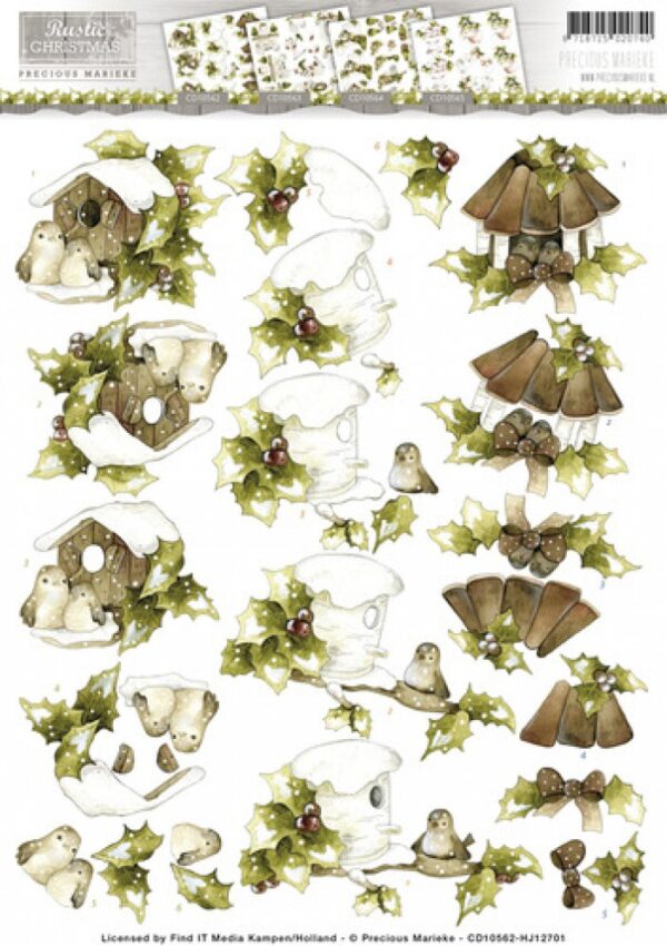 knipvel-3D- Precious Marieke - Nr. 5 Birdhouse Rustic Christmas - CD10562