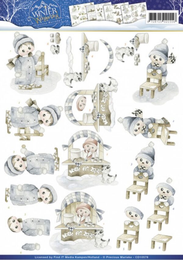 knipvel-3D- Precious Marieke - Winter Fun Winter Wonderland - CD10578