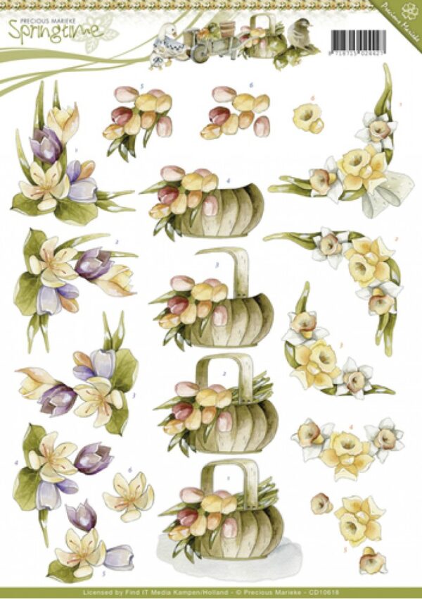 knipvel-3D- Precious Marieke -Springtime - Spring flowers-CD10618