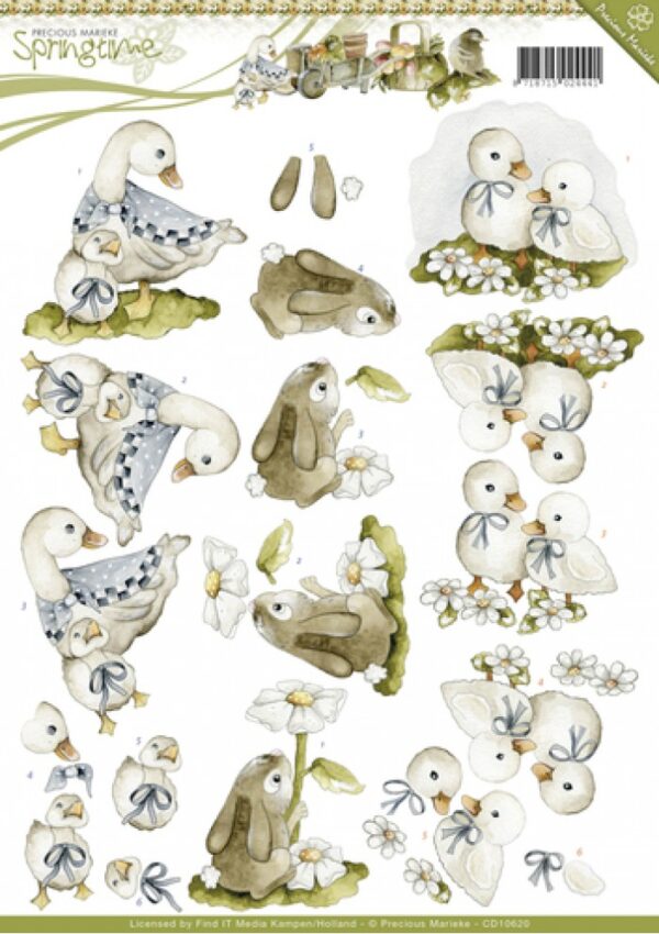 knipvel-3D- Precious Marieke -Flora en Fauna Seasonal Flowers-CD10803
