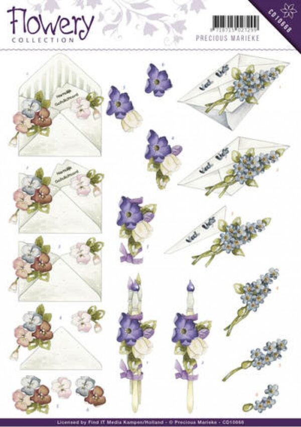 knipvel-3D- Precious Marieke -Flower Gift Flowery-CD10668