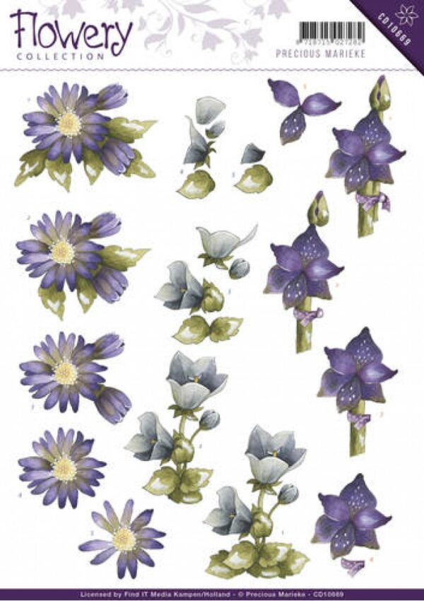 knipvel-3D- Precious Marieke - Flowery - Mixed flowers - CD10669