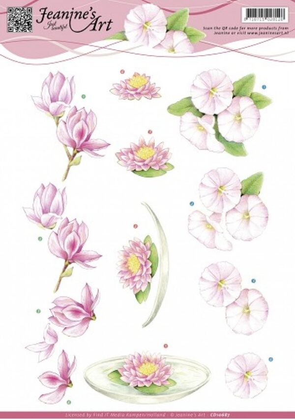 knipvel-3D-Jeanine’s Art -Roze bloemen-CD10687