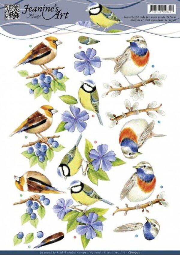 knipvel-3D-Jeanine’s Art -Blauwe Vogeltjes-CD10700