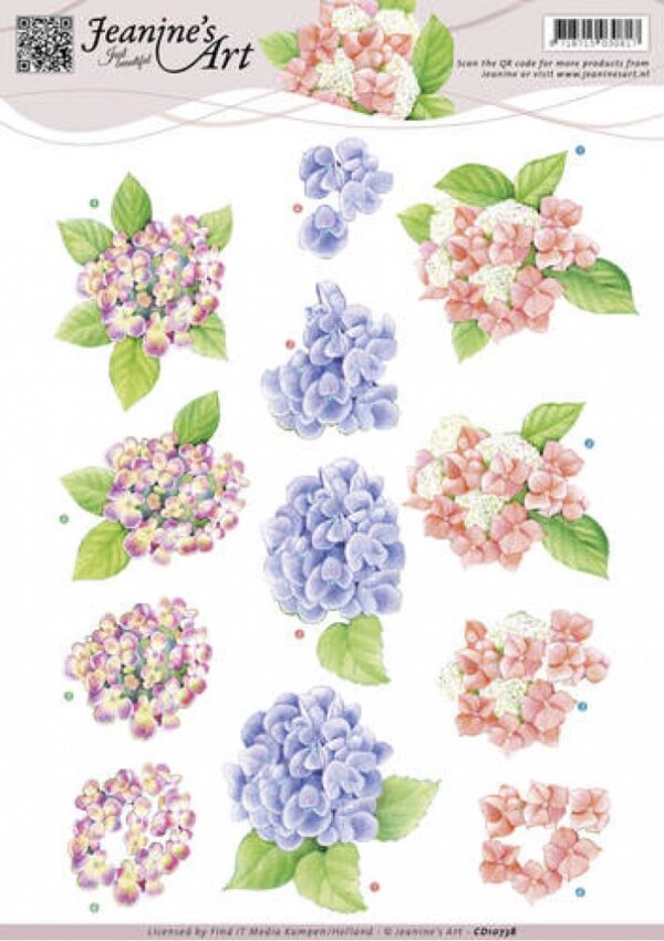 knipvel-3D-Jeanine’s Art -Hortensias -CD10738
