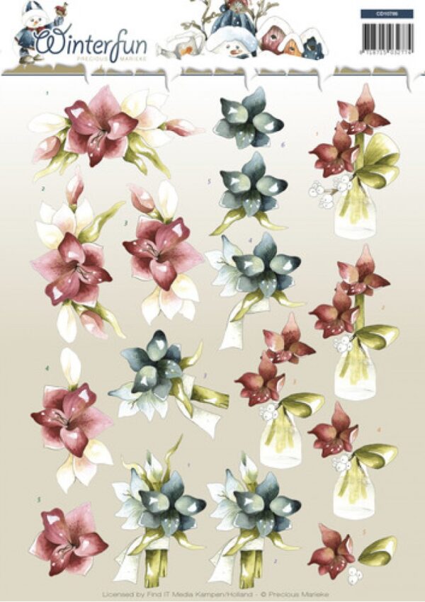knipvel-3D- Precious Marieke - Winterflower Winter Wonderland - CD10786