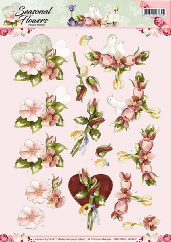 knipvel-3D- Precious Marieke -Huwelijk Seasonal Flowers-CD10800-HJ14101