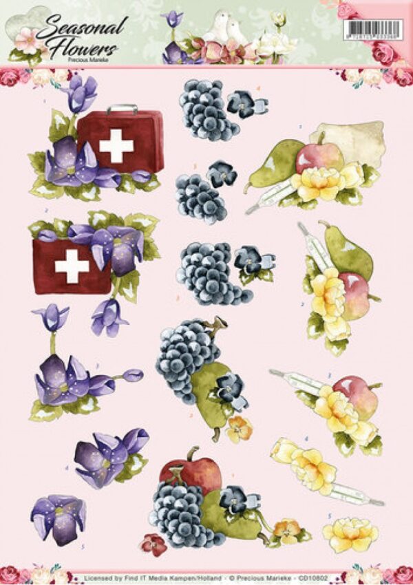 knipvel-3D- Precious Marieke -Beterschap Seasonal Flowers-CD10802