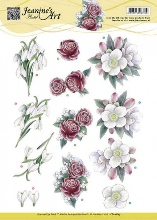 knipvel-3D-Jeanine’s Art -Winterbloemen-CD10807