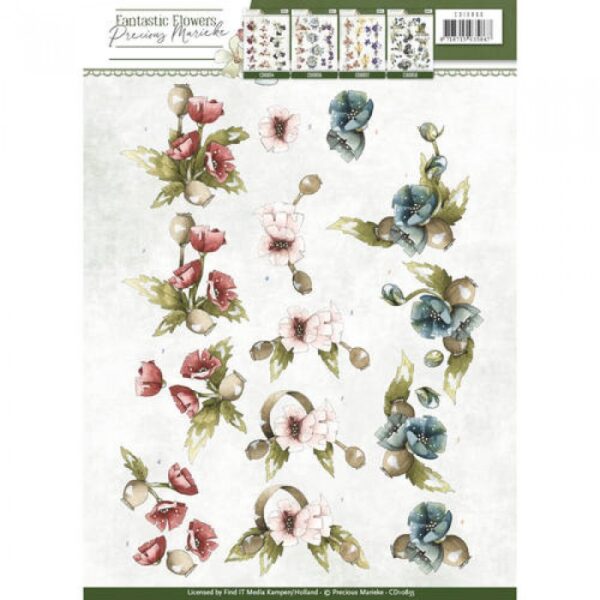 knipvel-3D- Precious Marieke - Poppy Fantastic Flowers - CD10855