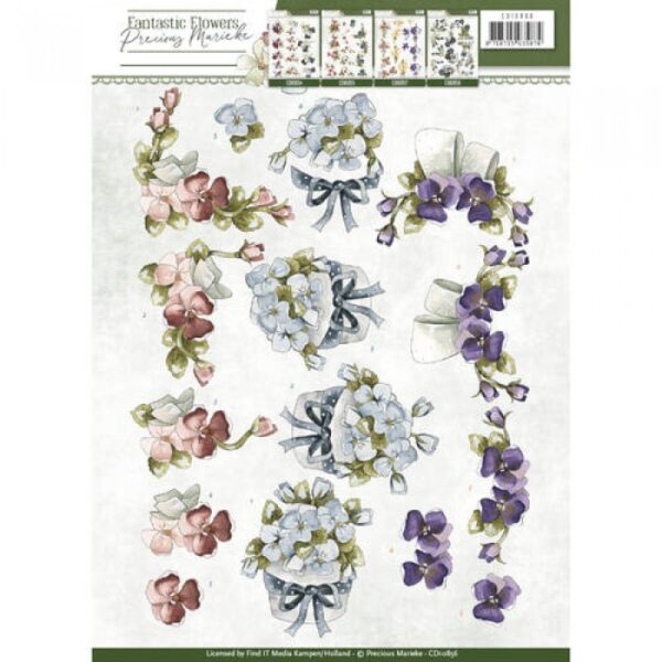 knipvel-3D- Precious Marieke - Violets Fantastic Flowers - CD10856