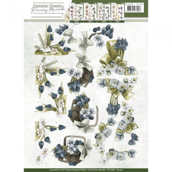 knipvel-3D- Precious Marieke - Blue Grapes Fantastic Flowers - CD10858
