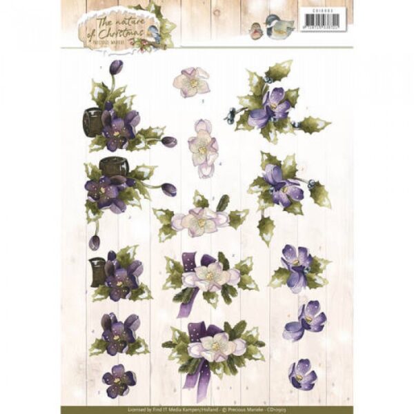 knipvel-3D- Precious Marieke - Christmas Flowers The Nature of Christmas-CD10903