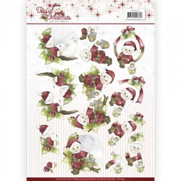 knipvel-3D- Precious Marieke - Santa on Branch Joyful Christmas-CD10943