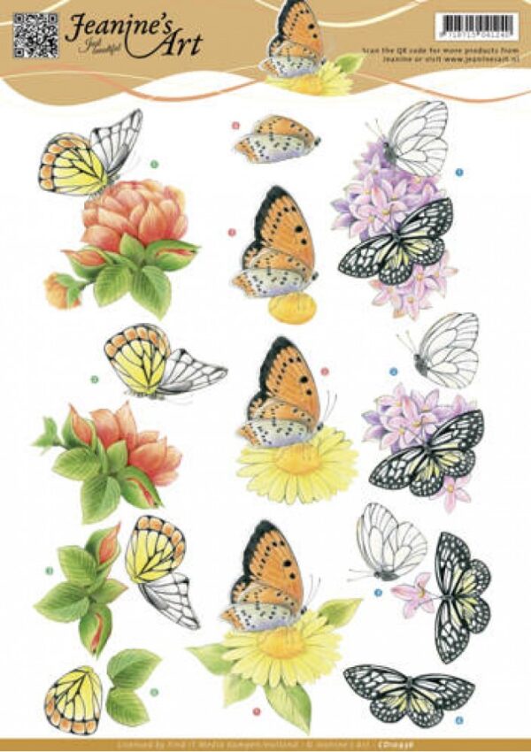 knipvel-3D-Jeanine’s Art -Orange Flowers-CD10936