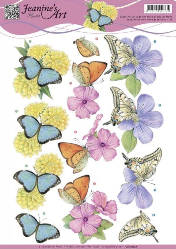 knipvel-3D-Jeanine’s Art -Butterflies-CD10932