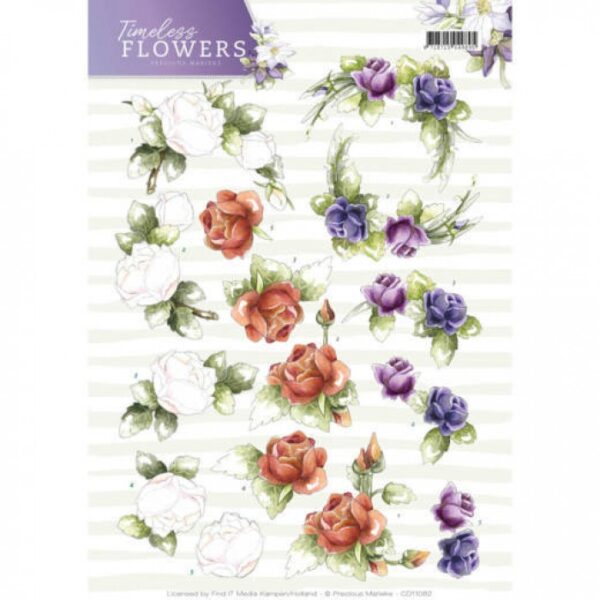 knipvel-3D- Precious Marieke - Roses Timeless Flowers - CD11082