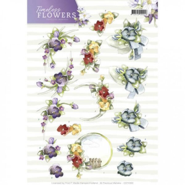 knipvel-3D- Precious Marieke - Violets Timeless Flowers - CD11083