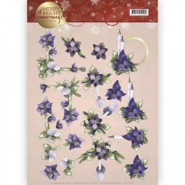 knipvel-3D- Precious Marieke -Amaryllis in Purple Merry and Bright -CD11120