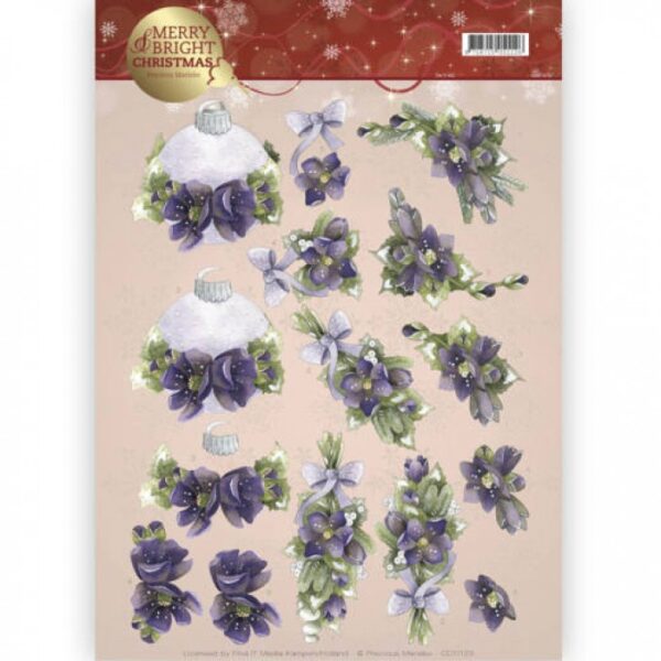 knipvel-3D- Precious Marieke -Bouquets in Purple Merry and Bright-CD11123
