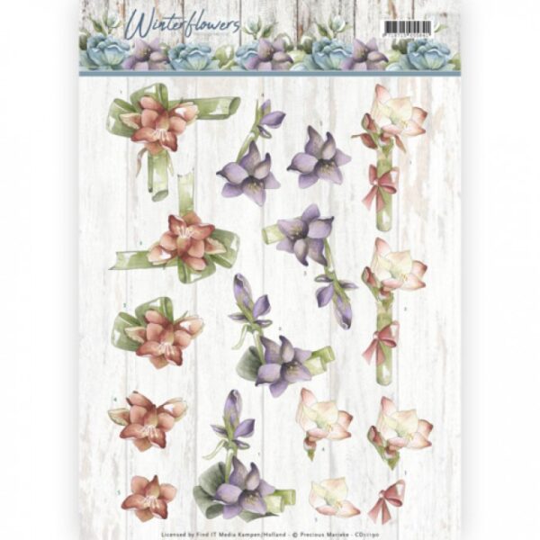 knipvel-3D- Precious Marieke - Amaryllis - Winter Flowers - CD11190