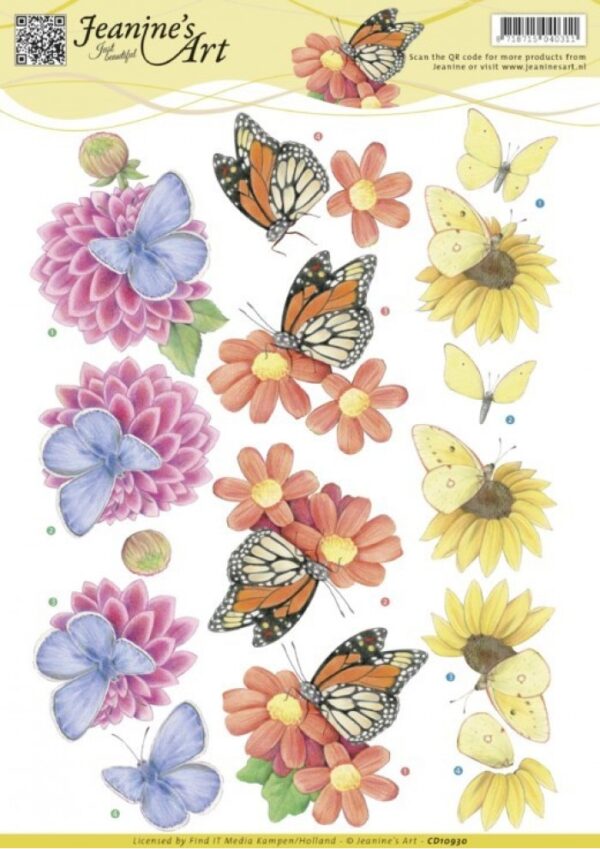 knipvel-3D-Jeanine’s Art -Butterflies-CD10930