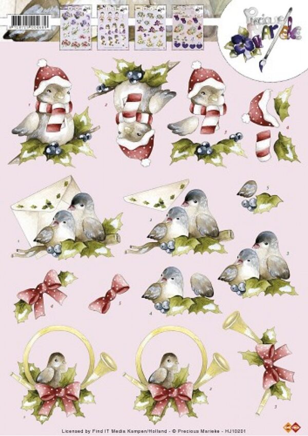 knipvel-3D- Precious Marieke -Kerstvogeltjes-HJ10201
