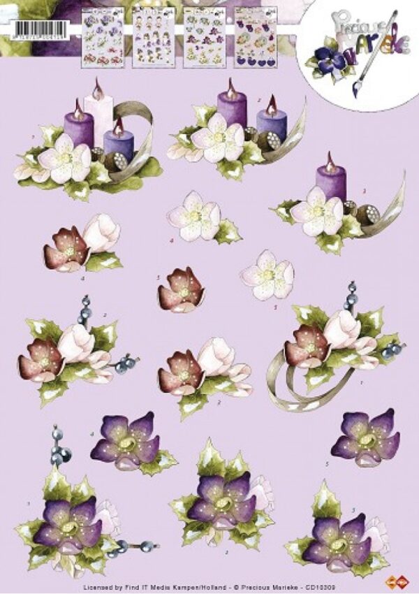 knipvel-3D- Precious Marieke - Kerstbloemen - CD10309