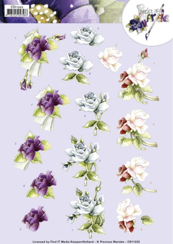 knipvel-3D- Precious Marieke - Roses - CD11222