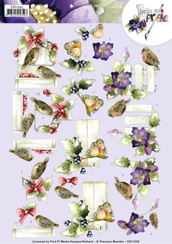 knipvel-3D- Precious Marieke - Winter Birds -CD11223