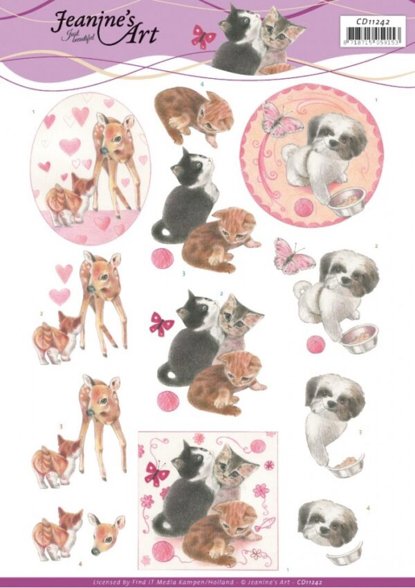 knipvel-3D-Jeanine’s Art -Playfull Pets-CD11242