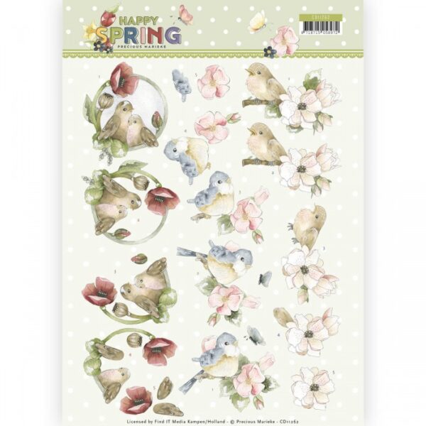 knipvel-3D- Precious Marieke -Happy Birds - Happy Spring-CD11262