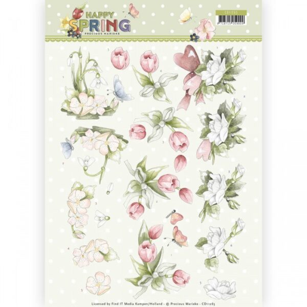 knipvel-3D- Precious Marieke -Happy Spring Flowers-CD11265