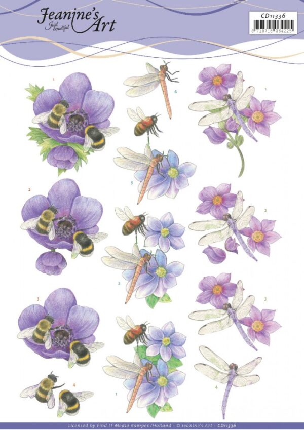 knipvel-3D-Jeanine’s Art - Bees and Dragonflies-CD11336