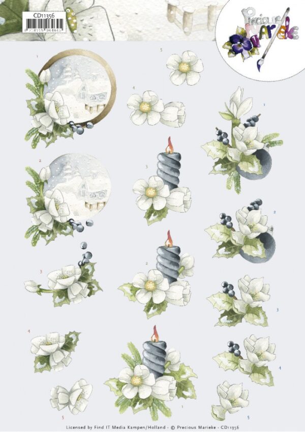 knipvel-3D- Precious Marieke - Amaryllis and Blueberries -CD11356