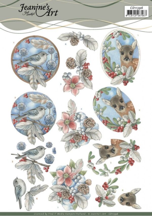 knipvel-3D-Jeanine’s Art -Berries and Feathers-CD11396