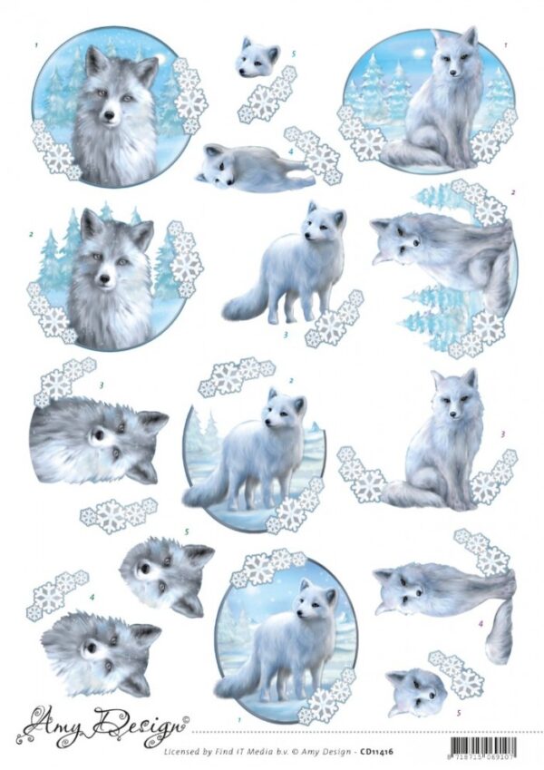 knipvel-3D-Amy Design - Winter Foxes - CD11416