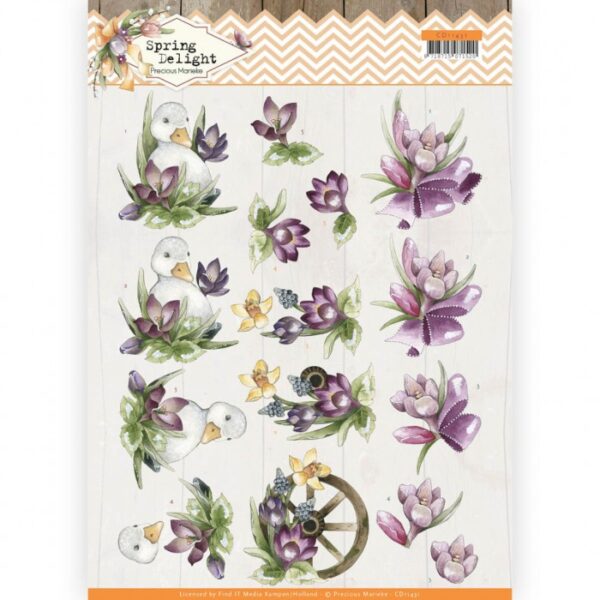 knipvel-3D- Precious Marieke -Purple Crocus﻿ Spring Delight-CD11431