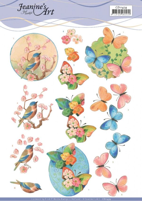 knipvel-3D-Jeanine’s Art -Birds and Blossom-CD11474