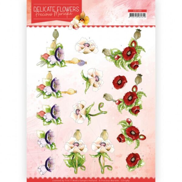 knipvel-3D- Precious Marieke - Poppy Delicate Flowers - CD11489