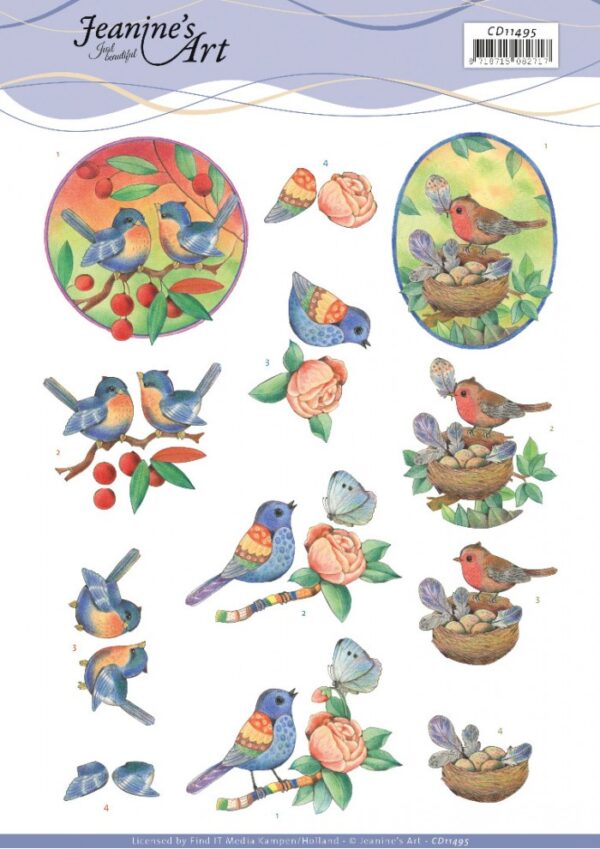 knipvel-3D-Jeanine’s Art - Blue Birds-CD11495