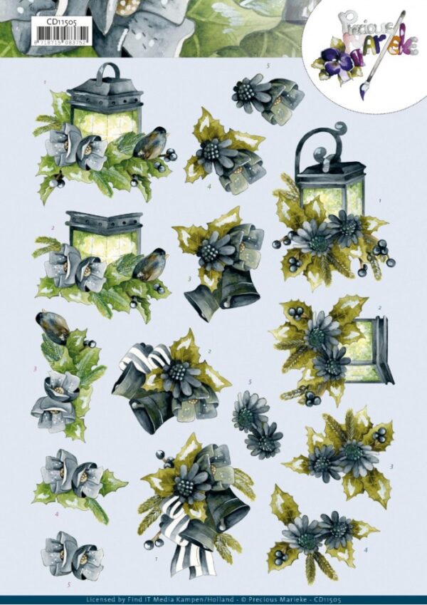 knipvel-3D- Precious Marieke - Blue Flowers -CD11505