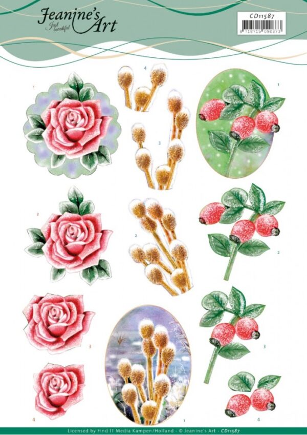 knipvel-3D-Jeanine’s Art -Winter Flowers-CD11587